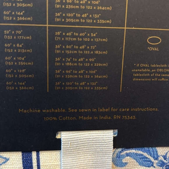 Rachel Roy Tablecloth Chinoiserie Bunny Allover Blue White Scalloped 60”x84” - Picture 4 of 4